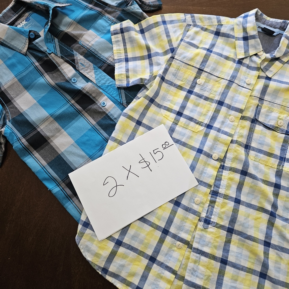 Plaid Kids Shirt Set - Blue and Yellow
